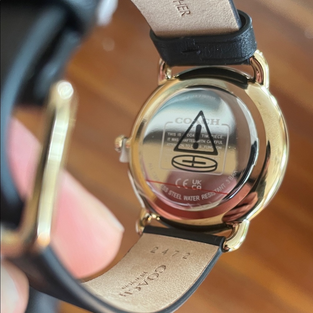 Coach Black Dial Leather Strap Watch with Gold Accents - Picture 6 of 10